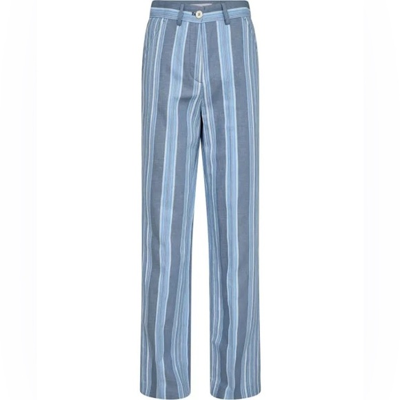 See By Chloe Striped Cotton And Linen-blend Straight-leg Pants (17) - Picture 2 of 9
